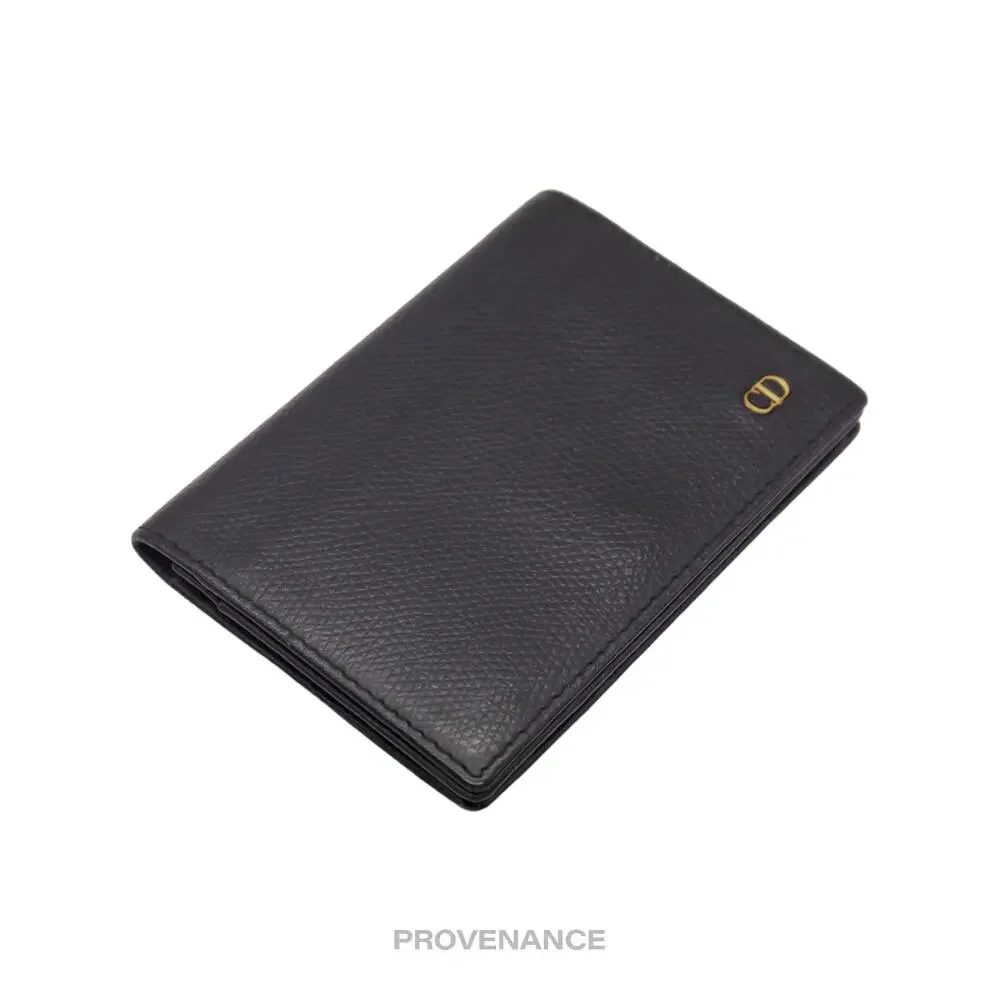 🔴 Christian Dior CD Card Wallet - Navy Grained Leather